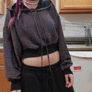 Sparkly cropped hoodie